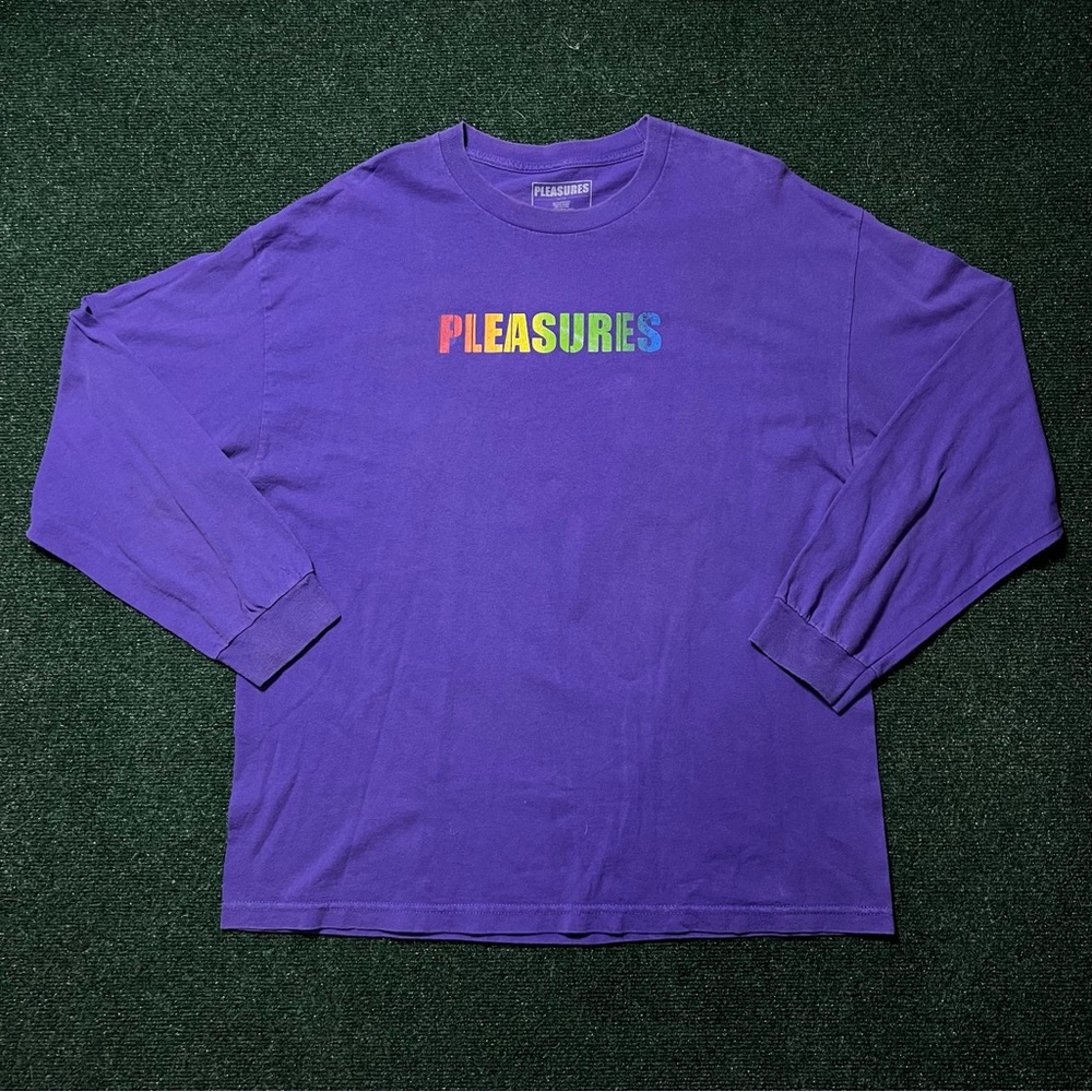 Pleasures Skateboarding Purple Double Sided Long Sleeve T shirt Size XL 23X30